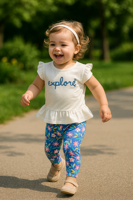 Ensemble bébé fille Explorer tee-shirt et legging fleuri 9 à 12 mois