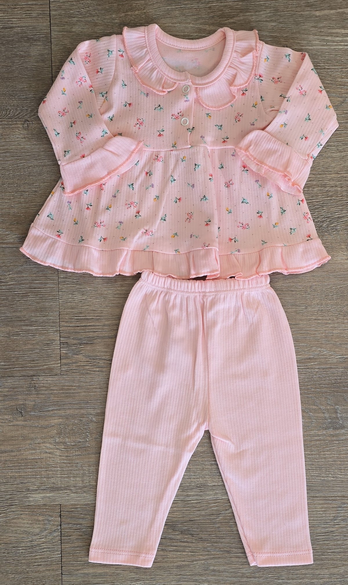 Ensemble bébé fille fleuri rose 2 pièces 100 % coton 0-6 mois