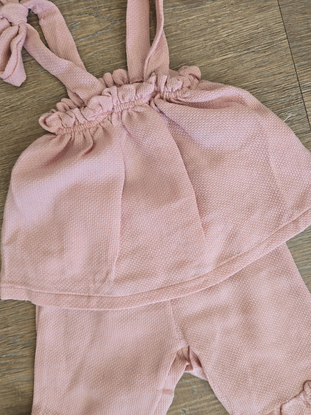Ensemble gaze de coton bébé fille coloris vieux rose