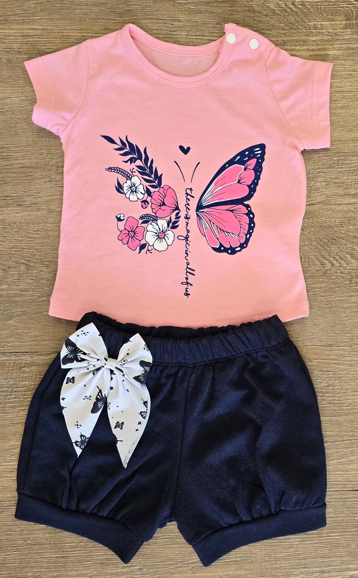 Tenue bébé fille papillon 100 % coton