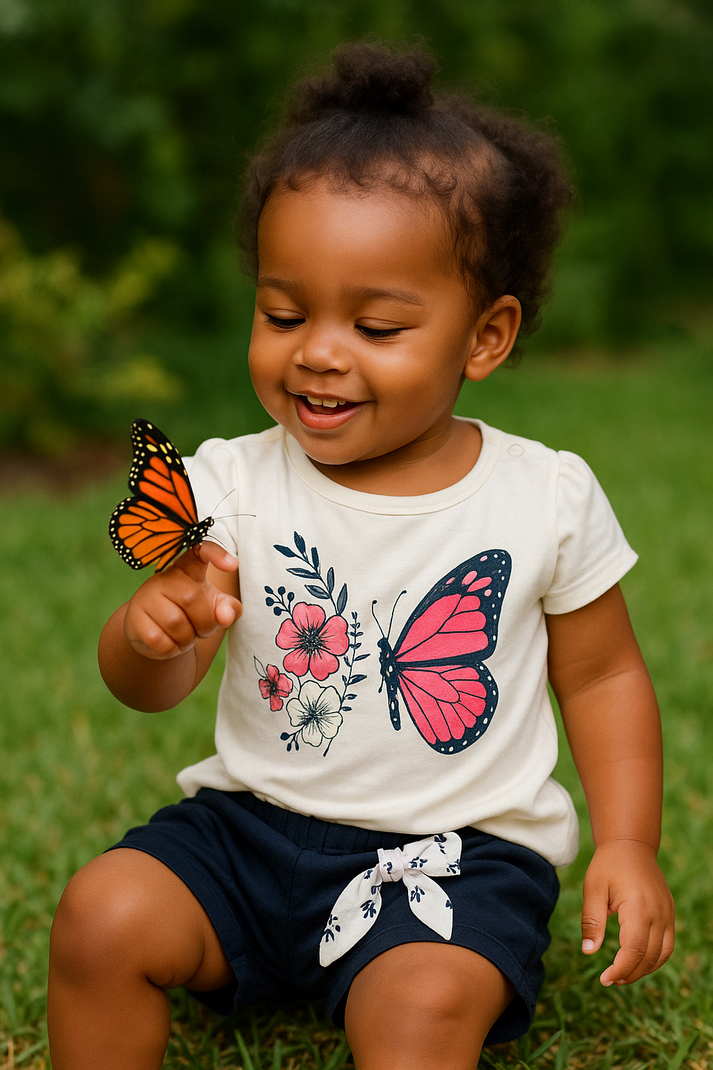 Ensemble bébé fille papillon tee-shirt et short 100 % coton 9 à 12 mois