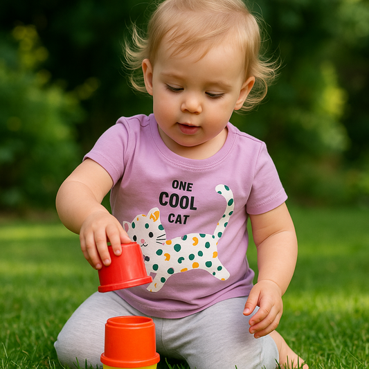 Ensemble bébé fille petit chat tee-shirt et pantalon 100 % coton 6 à 12 mois