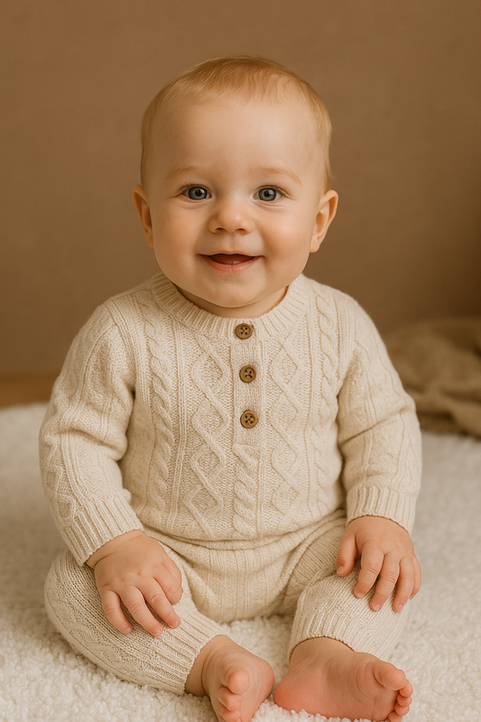 Ensemble bébé fille pull et pantalon 100 % laine - All for Kids