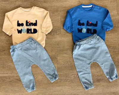 Ensemble bébé garçon Be Kind bleu foncé 2 pièces en coton All for Kids