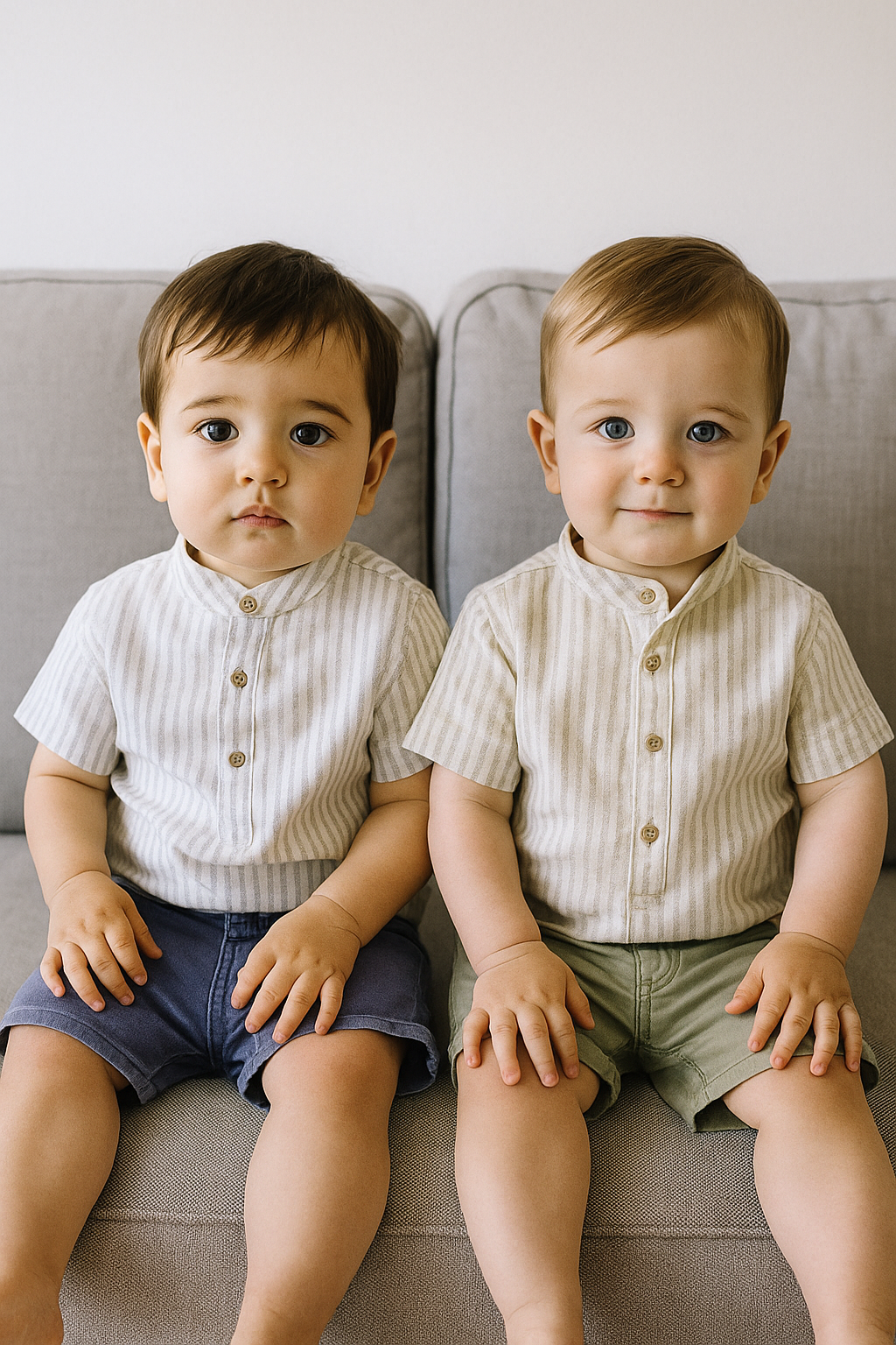 Ensemble bébé garçon chemisette rayée et bermuda 100 % coton 12 mois