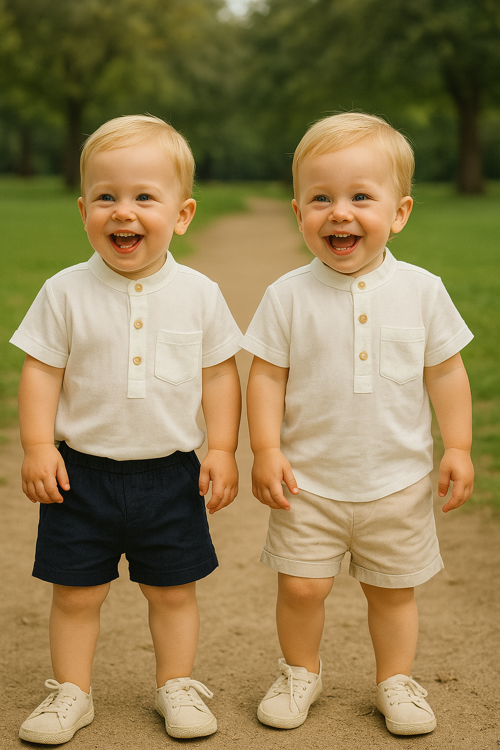 Ensemble bébé garçon col mao et short en gaze de coton 6 à 9 mois