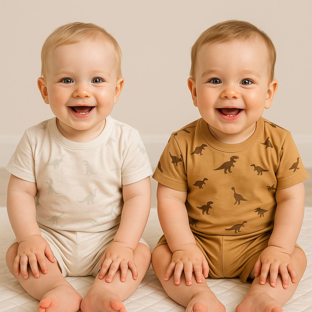 Ensemble bébé garçon dinosaures tee-shirt et short marron 12 à 18 mois