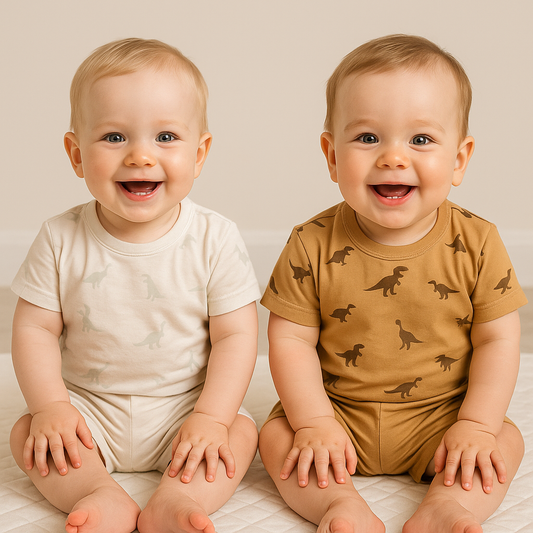 Ensemble bébé garçon dinosaures tee-shirt et short marron 12 à 18 mois