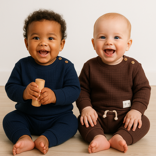 Ensemble bébé garçon gaufré 2 pièces 100 % coton tailles 6, 12 et 18 mois All for Kids