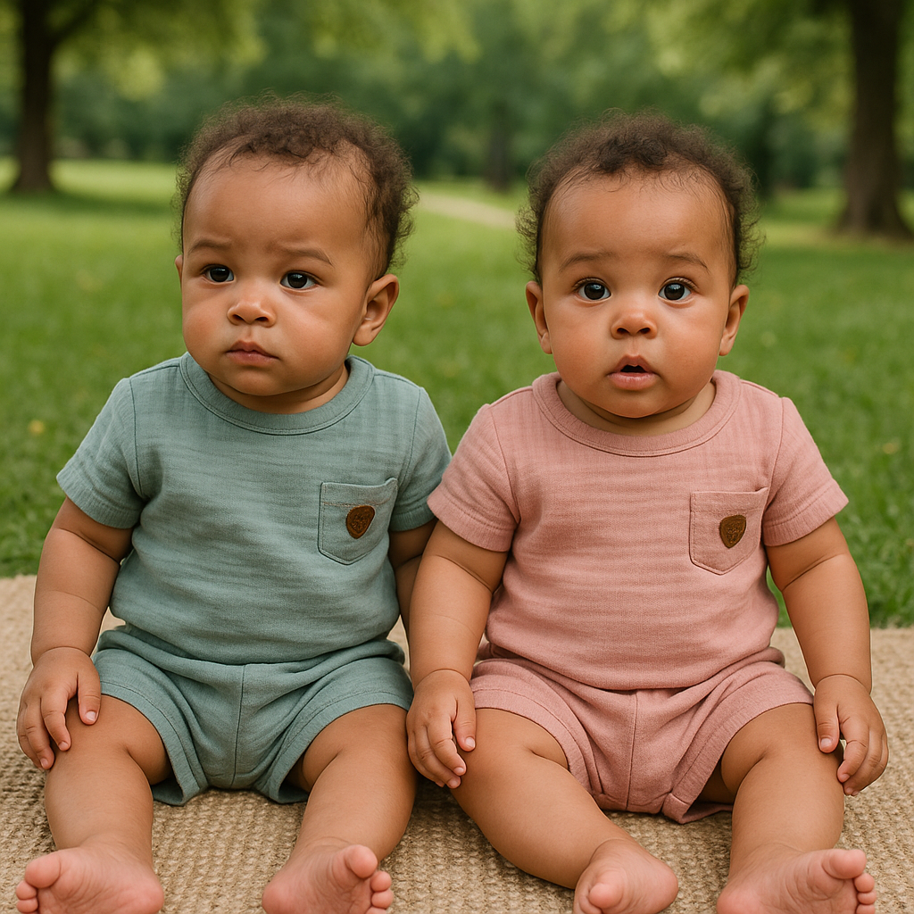 Ensemble bébé garçon en gaze de coton tee-shirt et short 6 à 18 mois