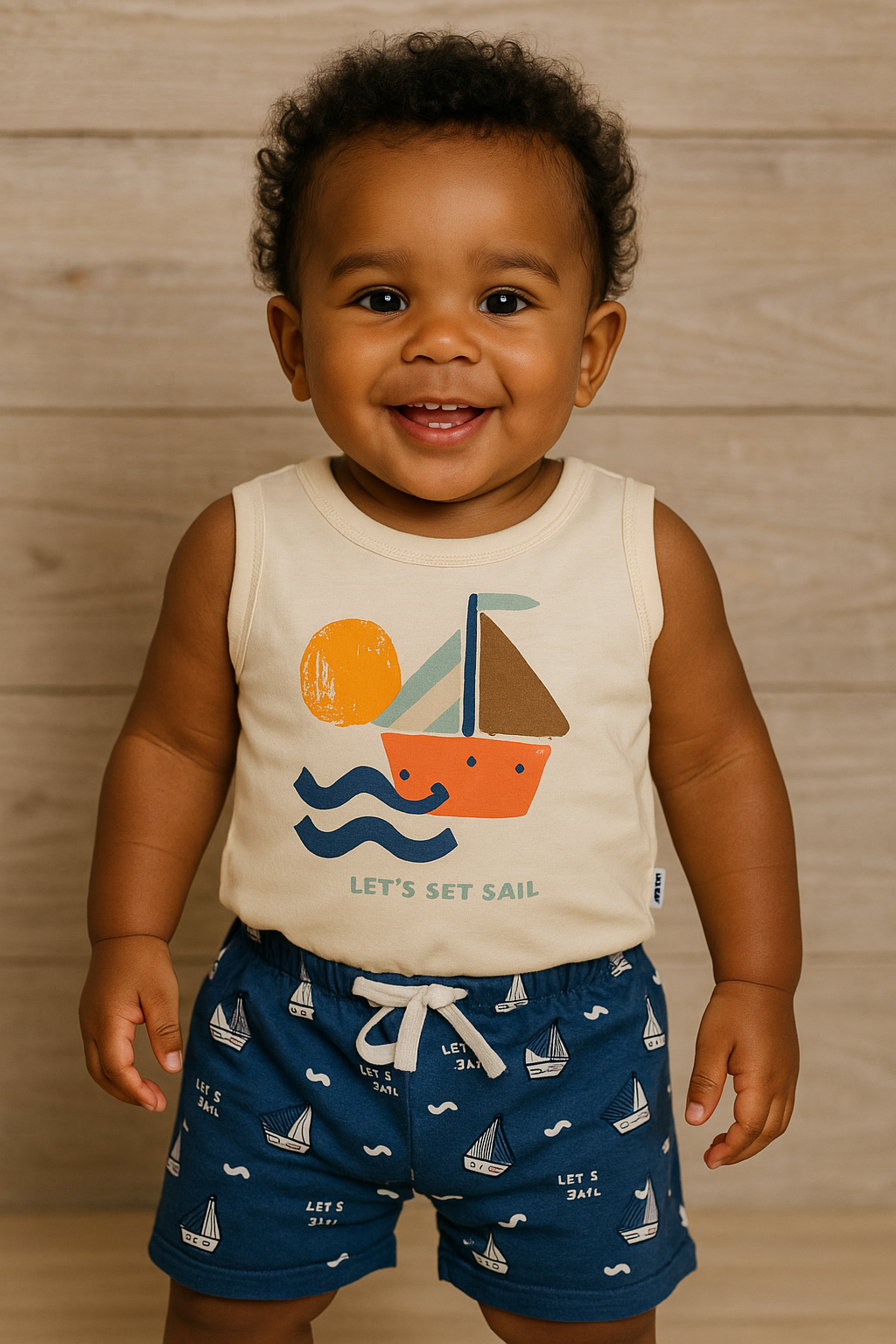 Ensemble bébé garçon Let’s Set Sail débardeur et short bateau