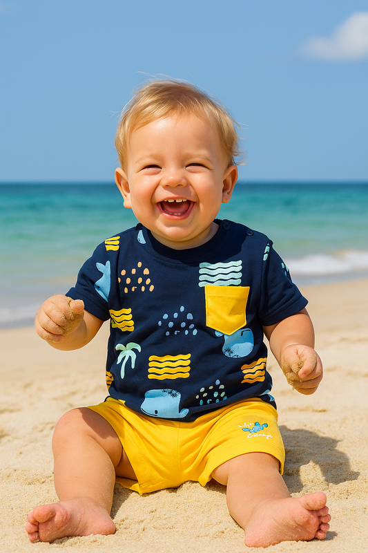 Ensemble bébé garçon Mini Surf Camp 100 % coton