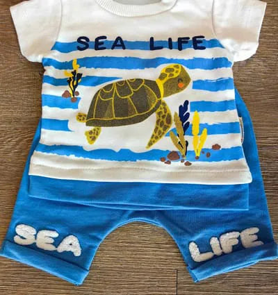 Détail ensemble bébé garçon Sea Life