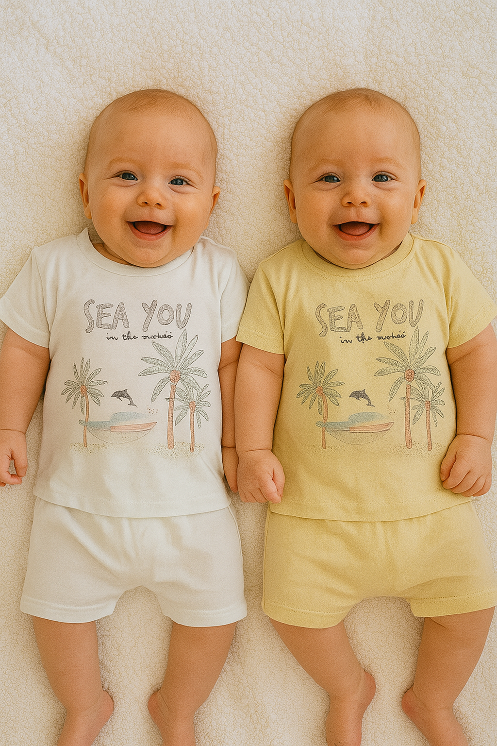 Ensemble bébé garçon Sea You tee-shirt et short 100 % coton 6 à 9 mois