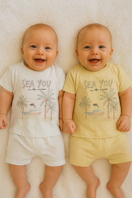Ensemble bébé garçon Sea You tee-shirt et short 100 % coton 6 à 9 mois