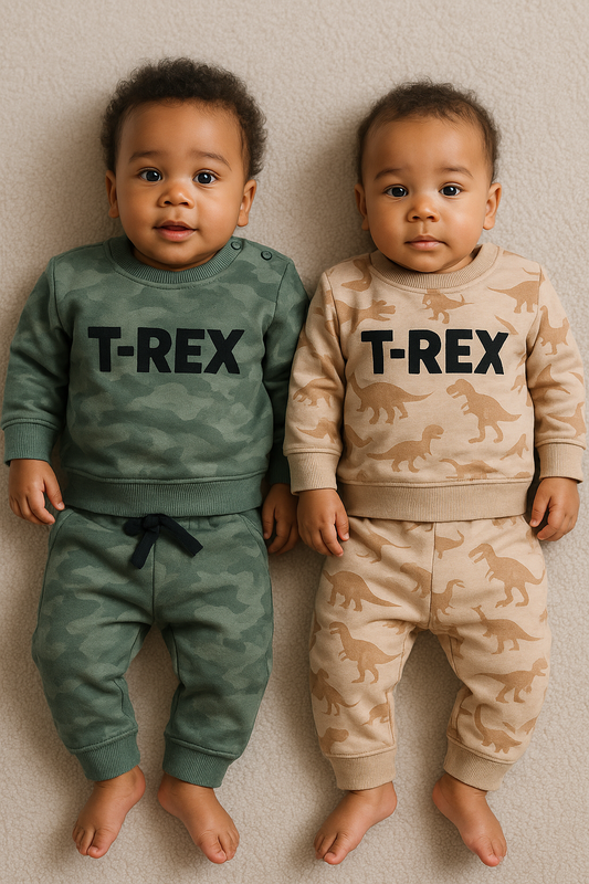 Ensemble bébé garçon T-Rex 2 pièces 100 % coton vert taille 9 mois All for Kids