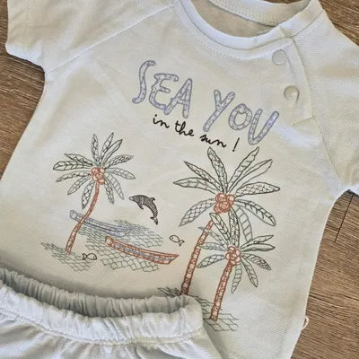 Ensemble bébé garçon turquoise Sea You tee-shirt et short