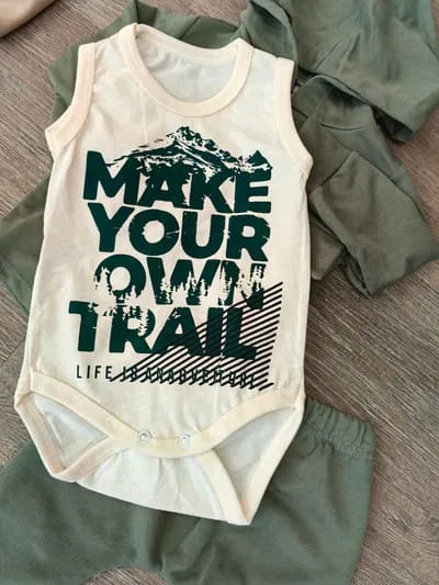 Ensemble bébé garçon vert 3 pièces veste body pantalon 100 % coton All for Kids
