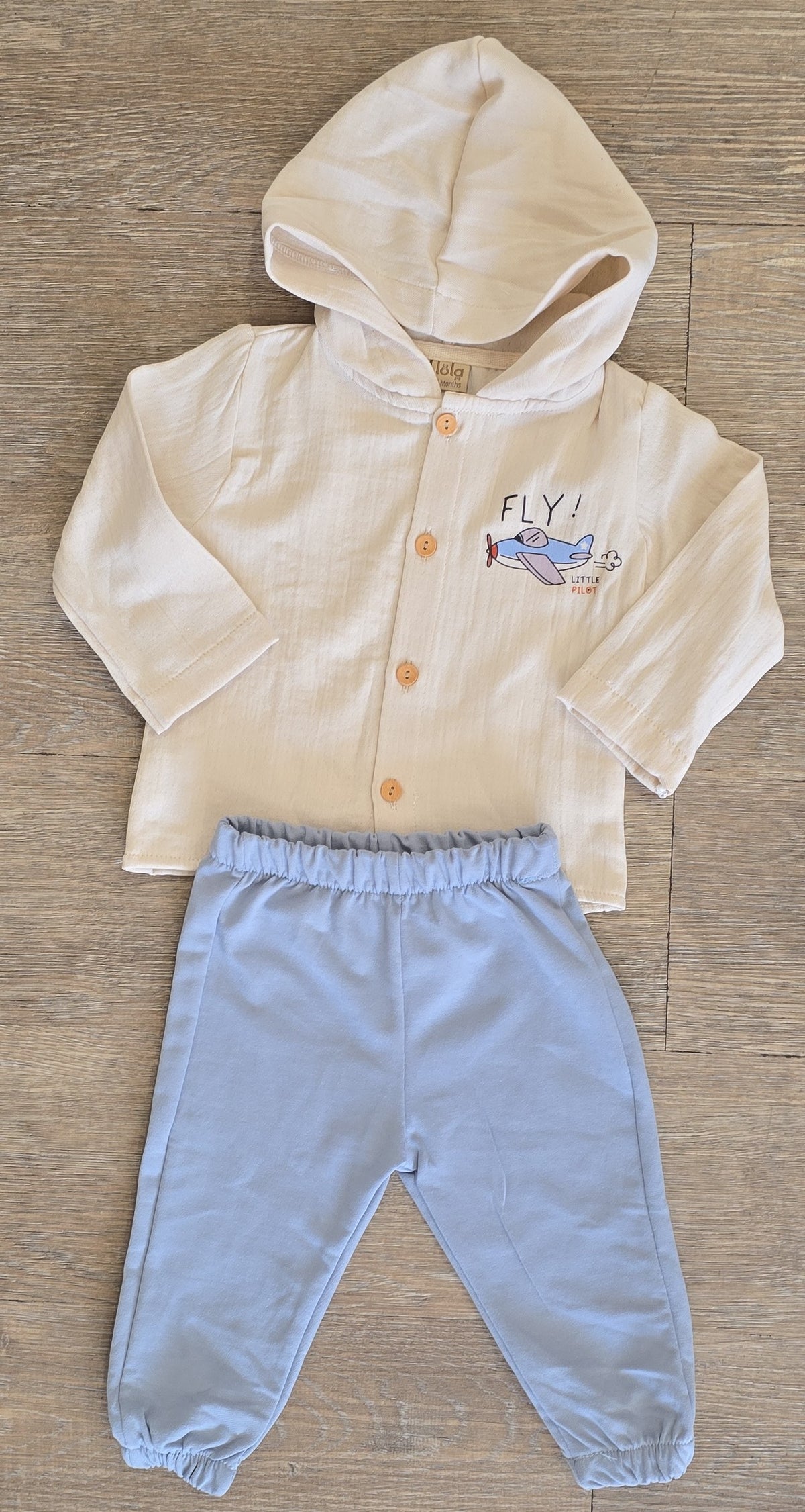 Veste à capuche écrue de l’ensemble bébé garçon 100 % coton