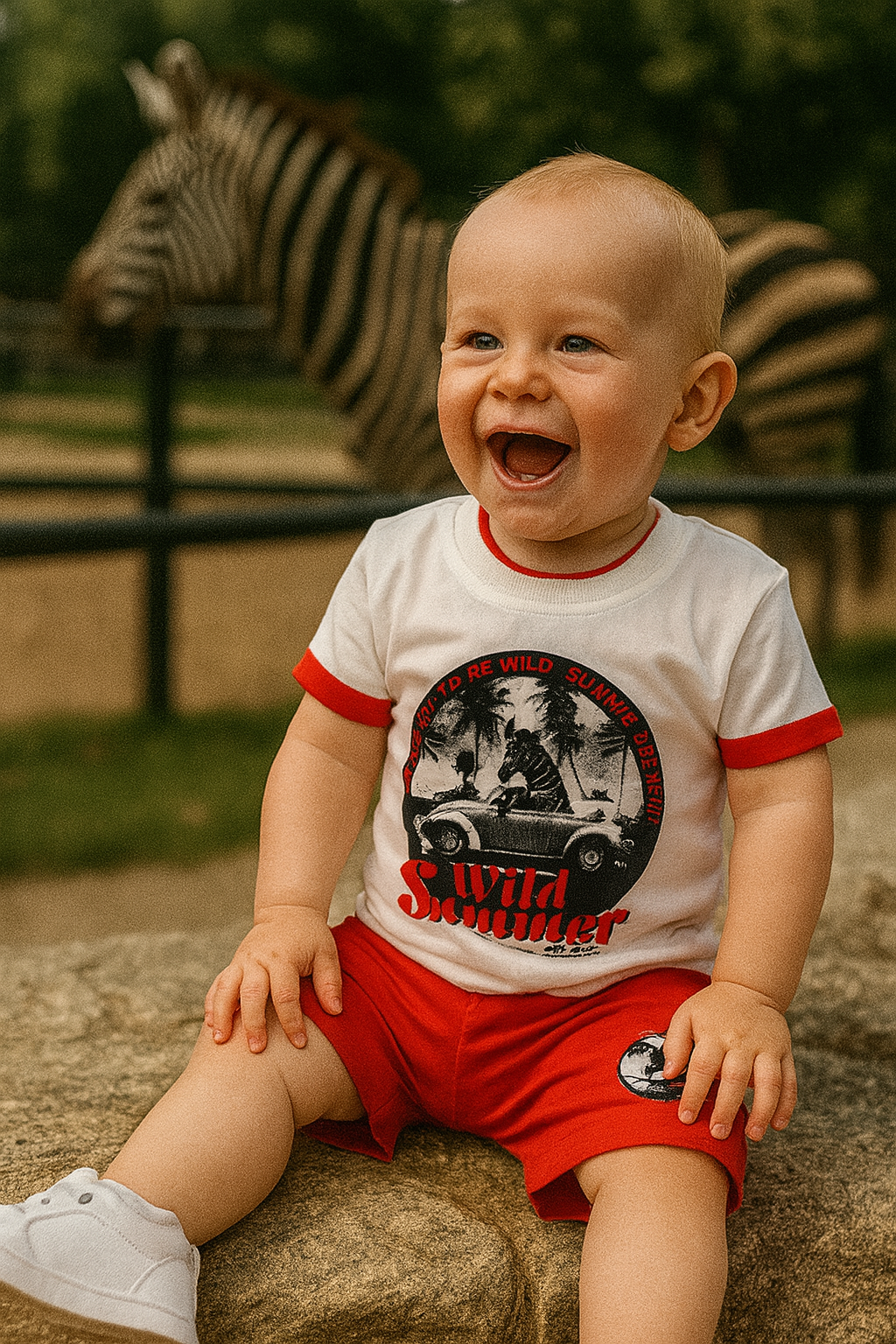 Ensemble bébé garçon Wild Summer rouge 100 % coton