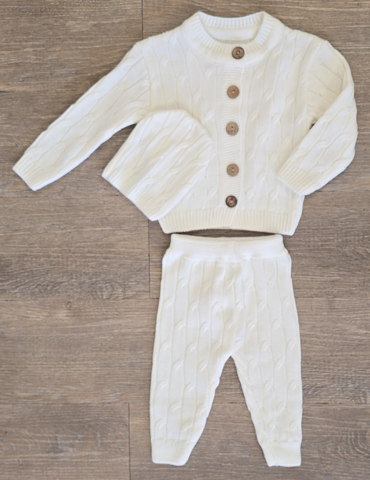 Tenue bébé laine écrue avec bonnet 3 à 9 mois
