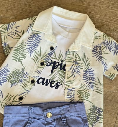 Ensemble garçon tropical 3 pièces 100 % coton vert, vue 10