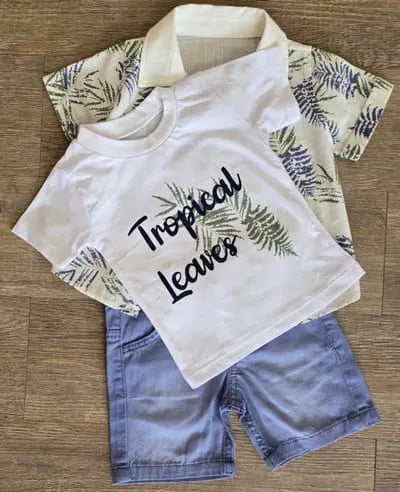 Ensemble garçon tropical 3 pièces 100 % coton vert, vue 9