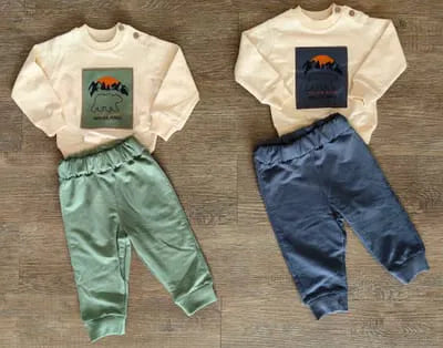 Ensemble Wildland bébé garçon vert sauge sweat et pantalon 100 % coton All for Kids