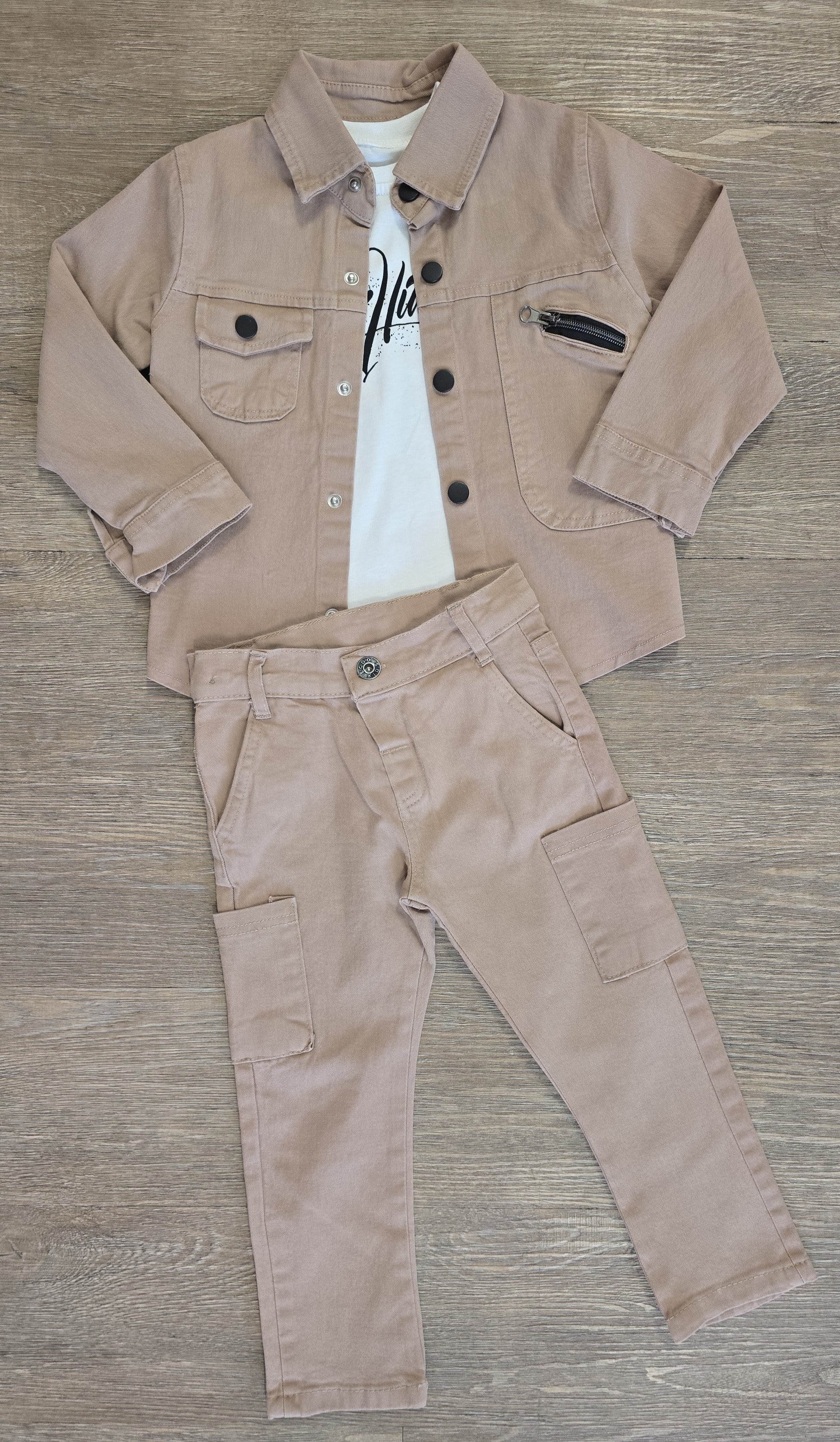 Ensemble garçon cargo 3 pièces coton look urbain taille de 1 à 4 ans  ref 3697 ALL FOR KIDS