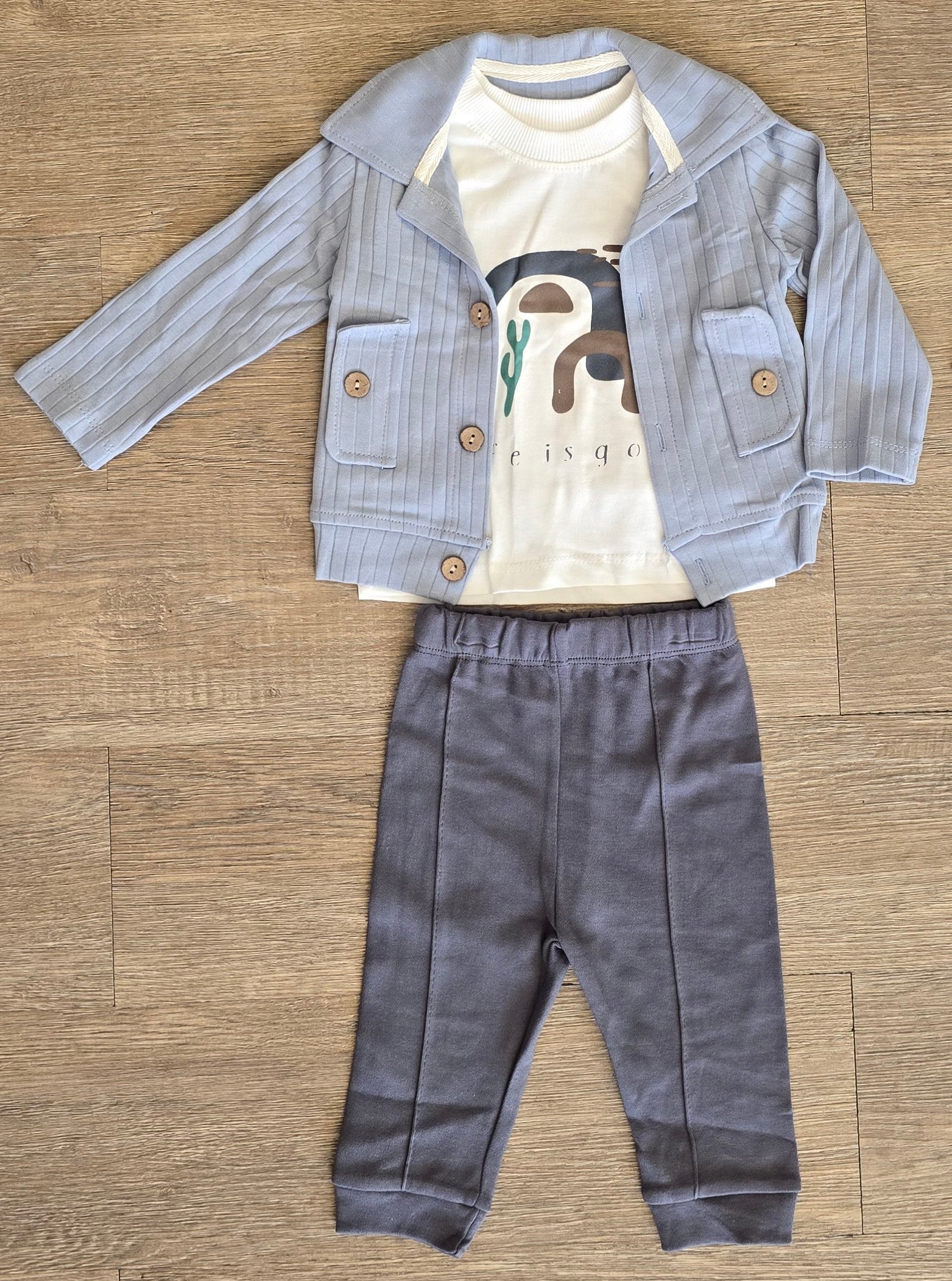 Ensemble bébé garçon 3 pièces coton doux & stylé taille de 6 à 18 mois ref 07142 ALL FOR KIDS