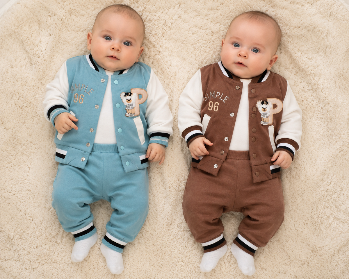 Ensemble bébé garçon 3 pièces teddy 100 % coton taille de 0 à 6 mois ALL FOR KIDS