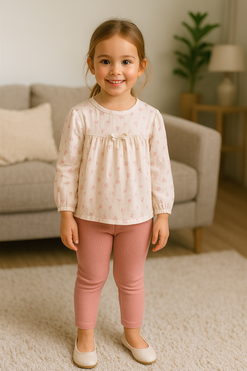 Ensemble fille fleuri en gaze de coton taille de 3 à 6 ans – Confort et style au quotidien 5608 ALL FOR KIDS