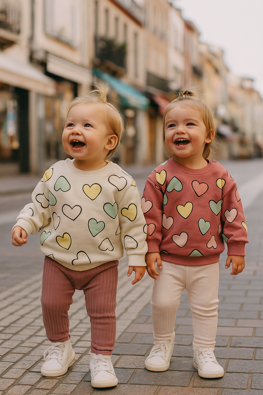 Ensemble bébé fille cœur  coton doux et confortable taille de 9 à 24 mois ref 25333 ALL FOR KIDS