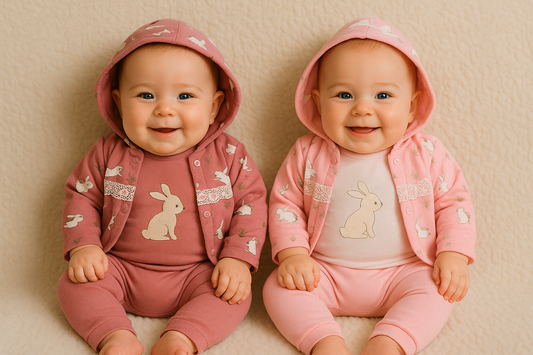 Ensemble bébé 3 pièces gilet imprimé lapin, body, pantalon 100 % coton taille de 0 à 6 mois ref 0460 ALL FOR KIDS