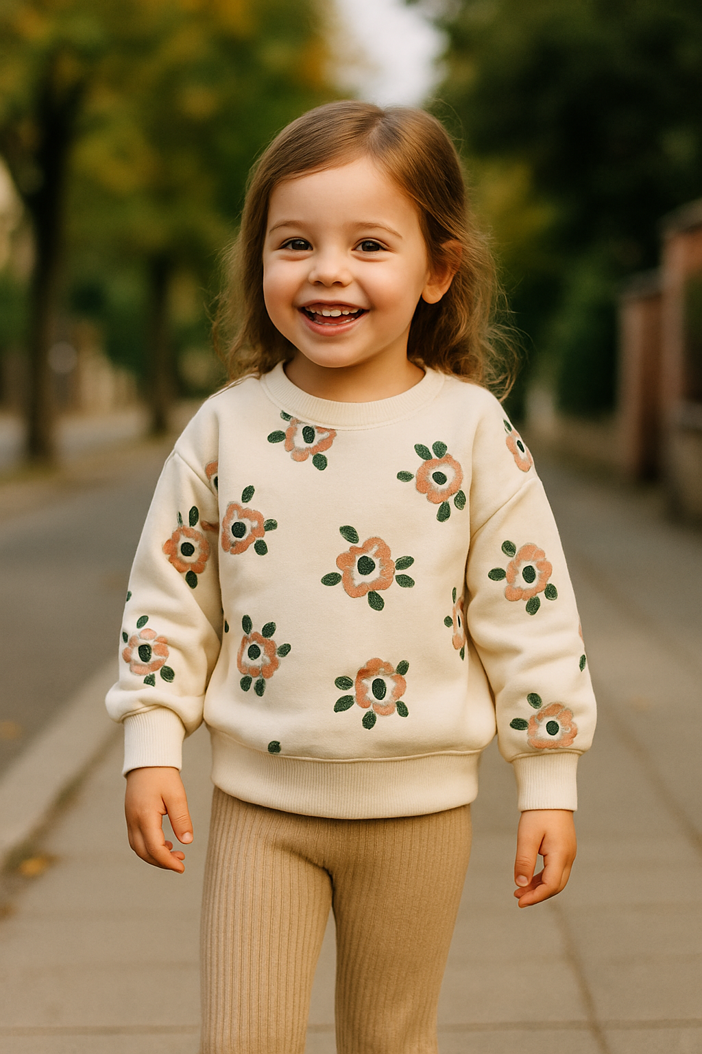 Ensemble fille sweat fleurs + legging côtelé doux taille de 3 à 6 ans ref 5481 ALL FOR KIDS