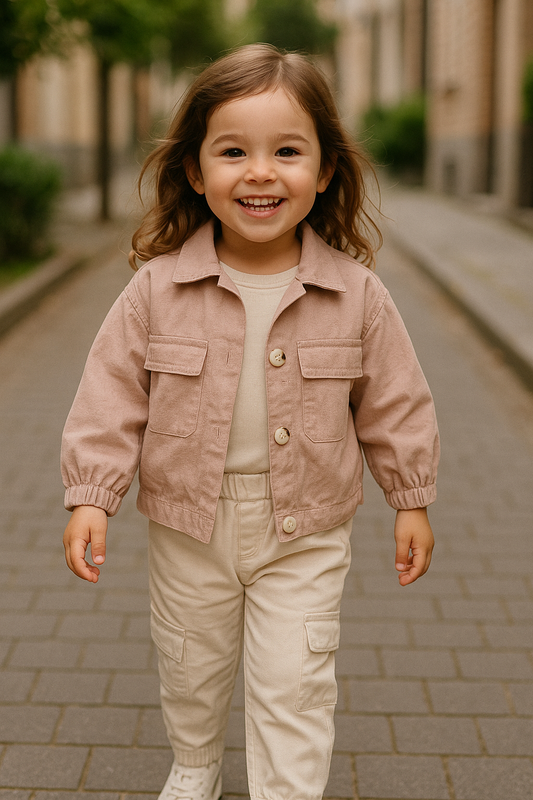 Ensemble fille veste rose, t-shirt et pantalon cargo coton dernière taille 3 ans ref 4122 ALL FOR KIDS