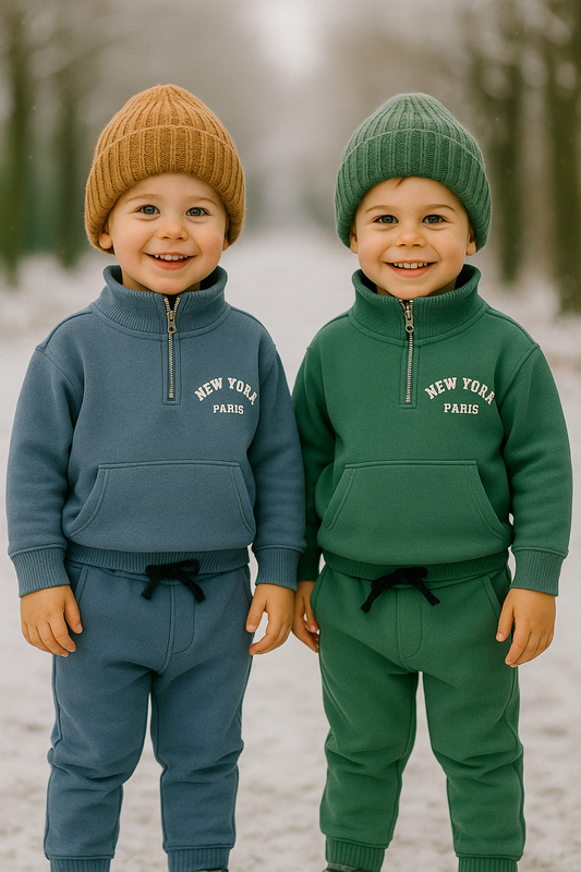 Ensemble de Jogging enfant hiver chaud coton bleu ou vert dernière teille 3 ans ref 0218 ALL FOR KIDS