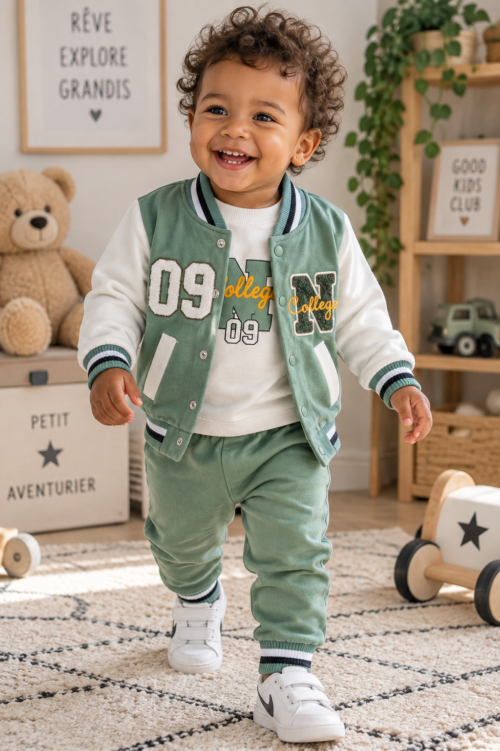 Ensemble bébé garçon teddy 3 pièces 100 % coton taille de 9 à 18 mois ALL FOR KIDS