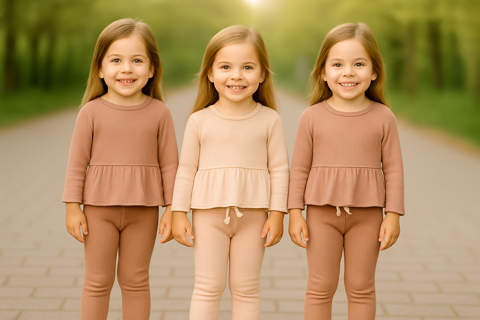Ensemble fille en coton tunique + legging côtelé rose taille de 2 à 5 ans ref 9726 ALL FOR KIDS