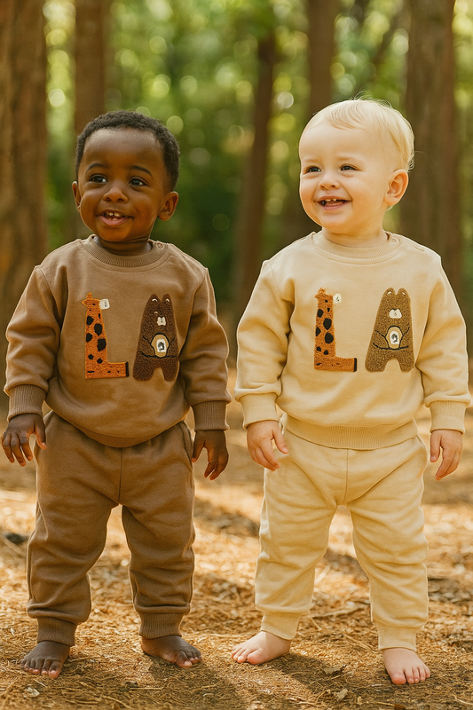 Ensemble bébé garçon 2 pièces LA ours girafe taille de 6 à 18 mois 100 % coton ref 1007 ALL FOR KIDS