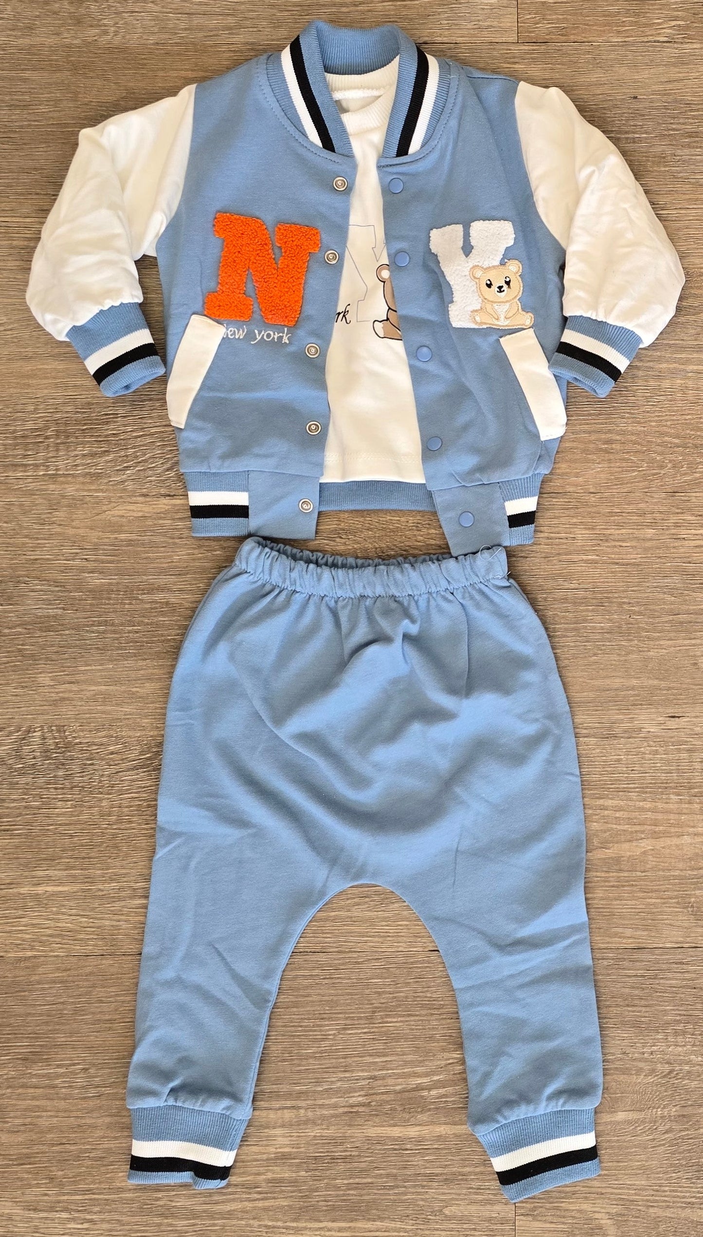Ensemble bébé garçon 3 pièces teddy taille de 6 à 12 mois 100 % coton ref 1307 ALL FOR KIDS