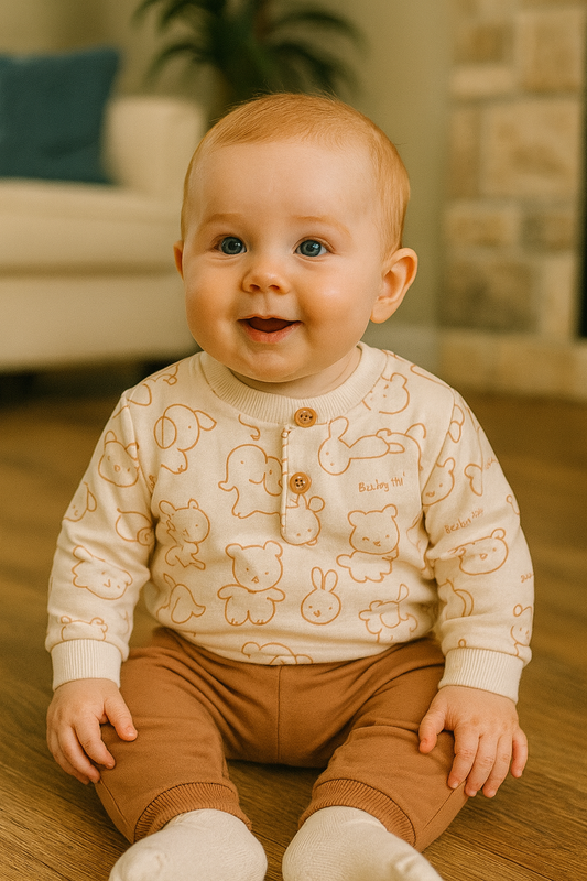 Ensemble bébé garçon "Baby Hi" animaux 100% coton taille de 6 à 12 mois ref 735 ALL FOR KIDS