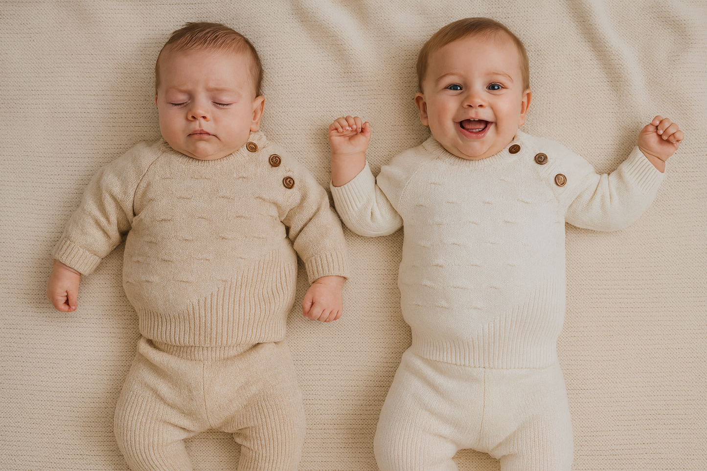 Ensemble bébé laine chaud beige ou écru Mixte taille de 3 à 9 mois 100% laine ref 0047 ALL FOR KIDS