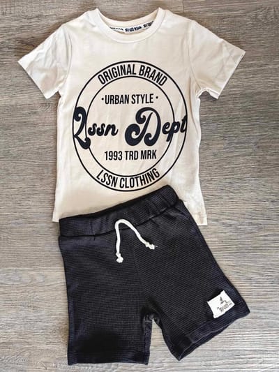 Ensemble garcon Urban Style coton blanc & noir dernière taille 4 ans  ref 588 ALL FOR KIDS