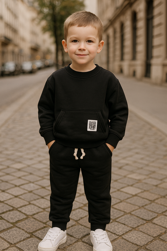 Ensemble de survêtement noir enfant 100 % coton dernière taille 5 ans ref 9950 ALL FOR KIDS