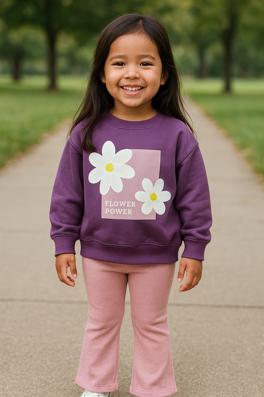Ensemble fille pull fleur violet pantalon rose coton - dernière taille 3 ans ref 4000 ALL FOR KIDS