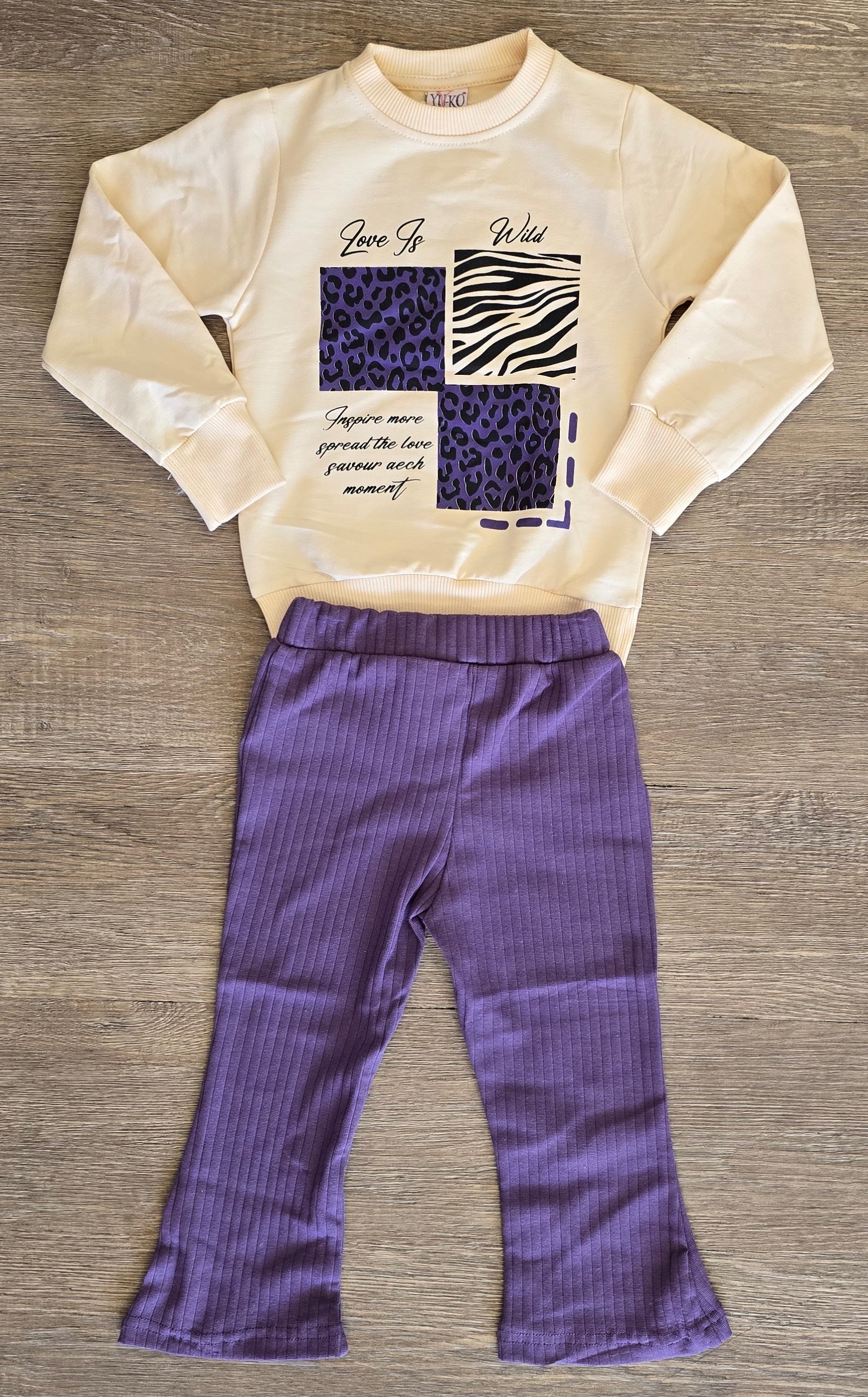 Ensemble fille Pull imprimé & legging rose ou violet taille de 2 à 5 ans ref 10046 ALL FOR KIDS