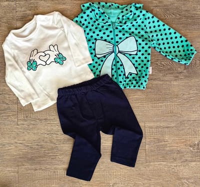 Ensemble bébé fille dernière taille 9 mois 3 pièces tendance ref 1091 ALL FOR KIDS