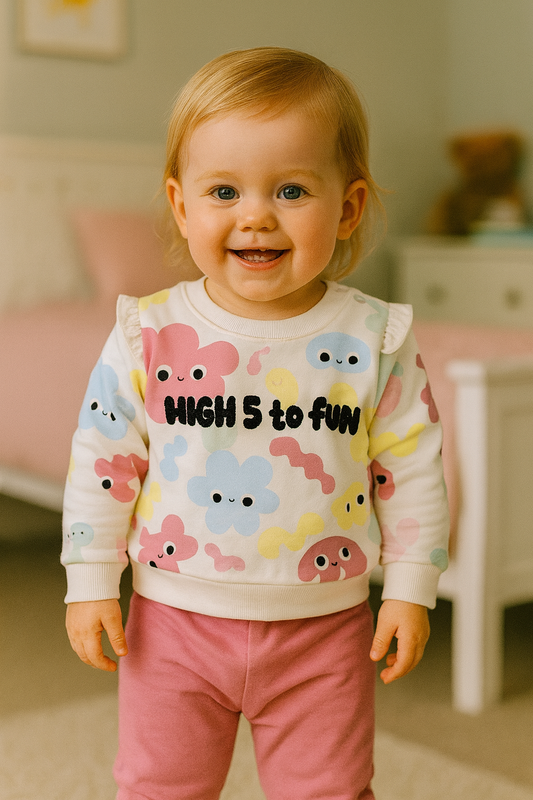 Ensemble bébé fille "High 5 to Fun" coton coloré taille de 9 à 24 mois ref 25613 ALL FOR KIDS
