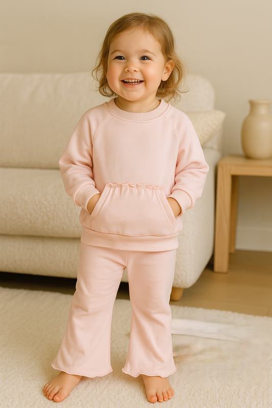 Ensemble fille rose coton pantalon évasé taille de 3 à 6 ans ref 178 ALL FOR KIDS